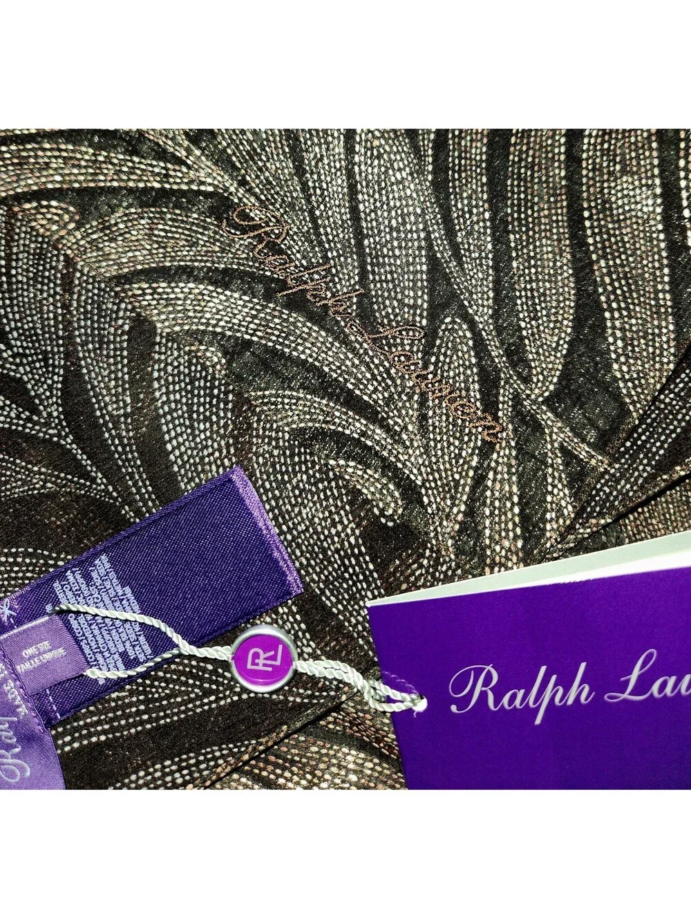 Ralph Lauren Purple Label Italy 100% Silk Foiled Crinkle Chiffon Wrap Scarf NEW